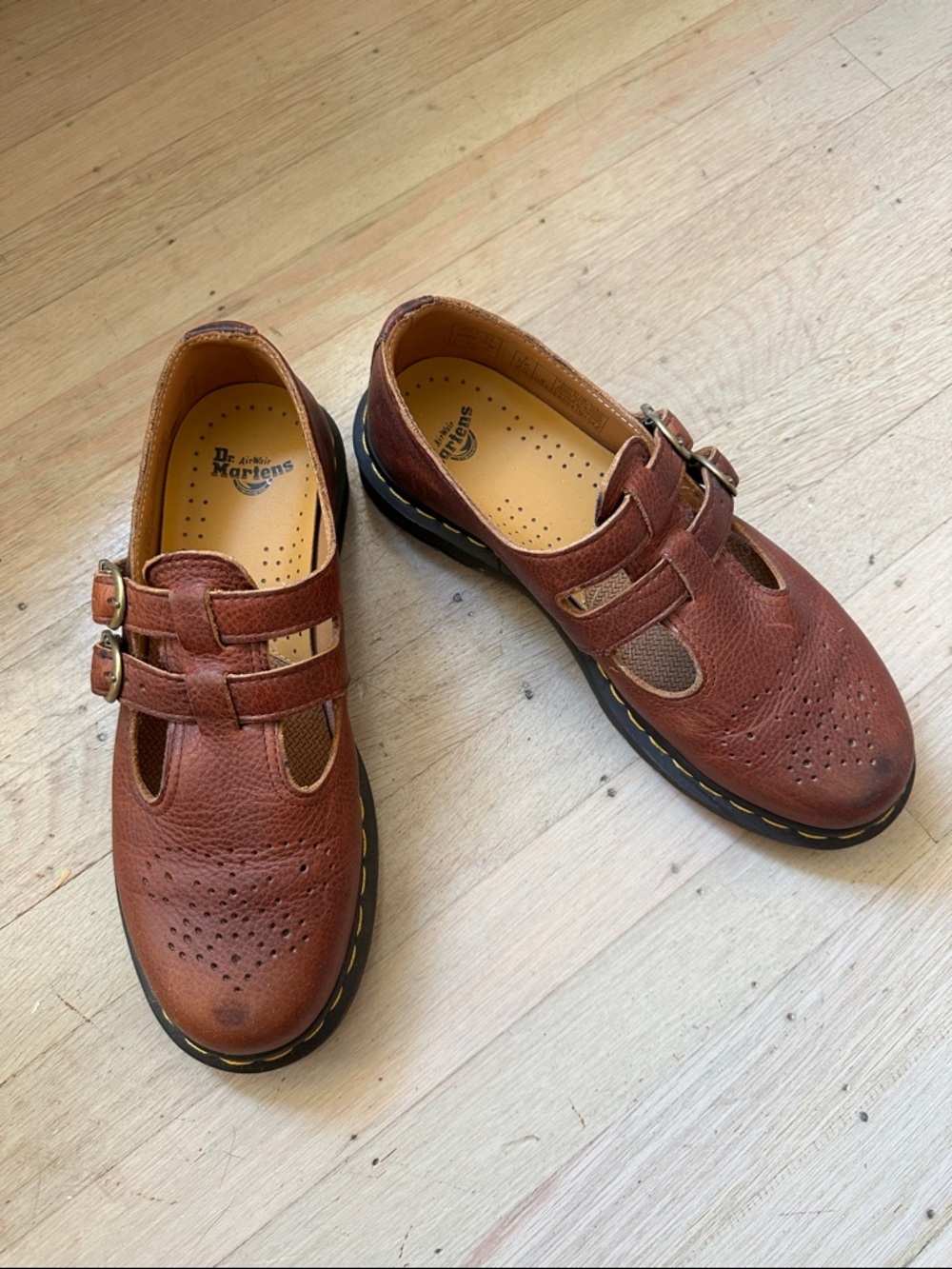 Dr. Martens Chestnut Brown Leather Mary Jane Shoes - Picture 2 of 8